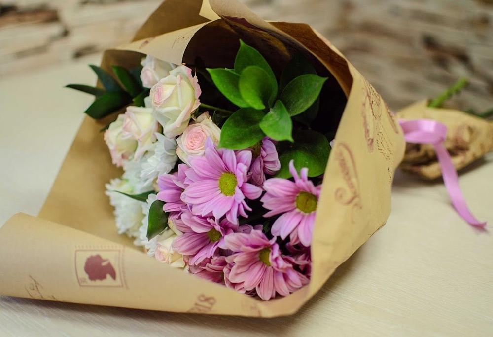 Букет цветов из: Розы и Хризантемы в Чехов-7