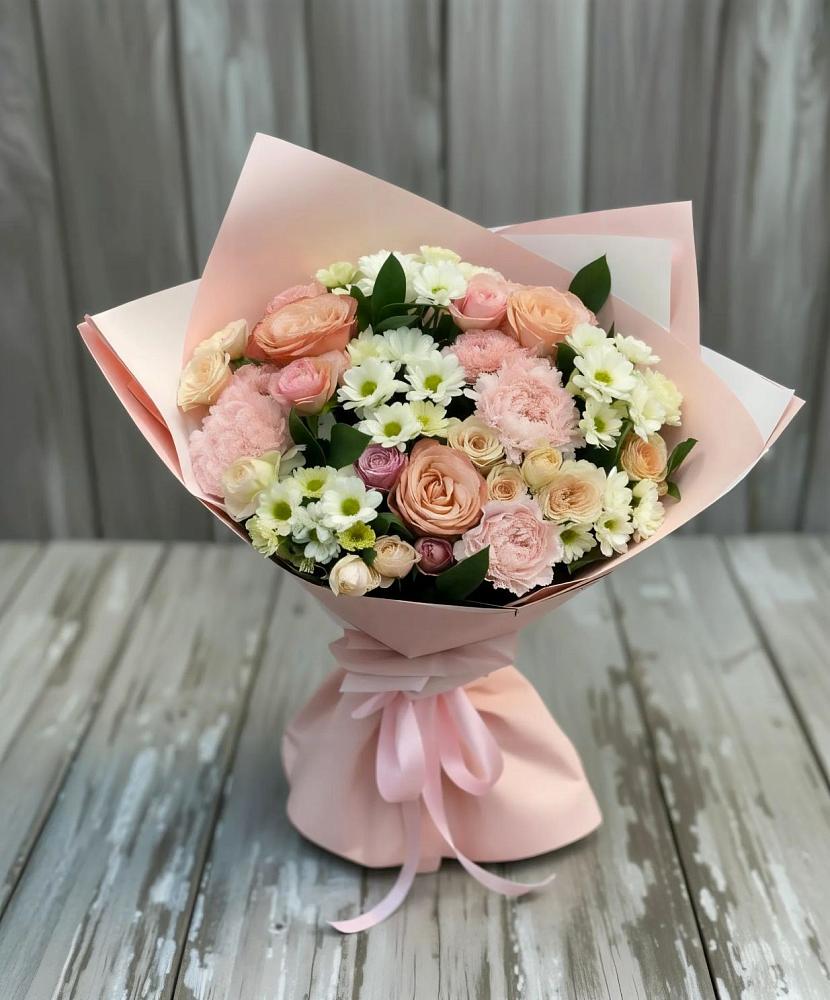 Букет цветов из: Гвоздики, Розы и Хризантемы в Чехов-7
