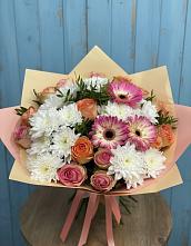 Букет цветов из:  Розы, Герберы и Хризантемы в Чехов-7