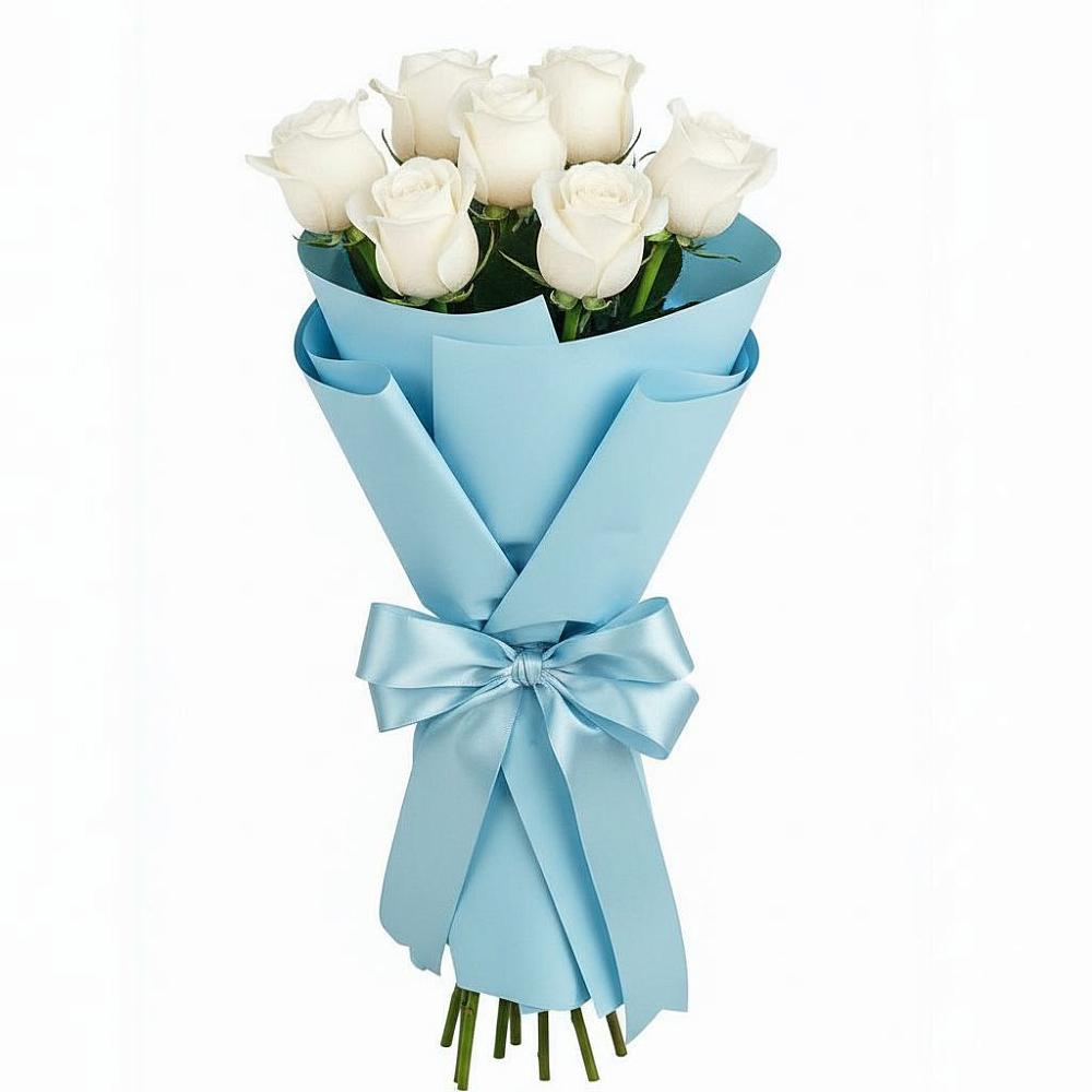 Букет 7 белых роз Проуд в Чехов-7