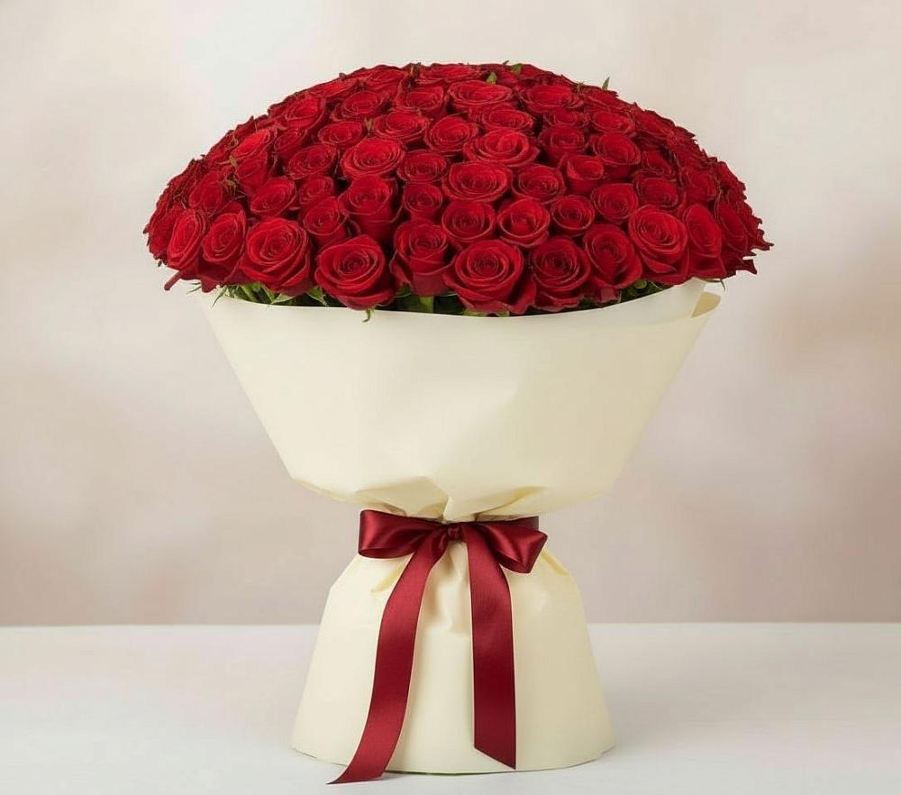 Букет 101 Красная роза Милано в Чехов-7