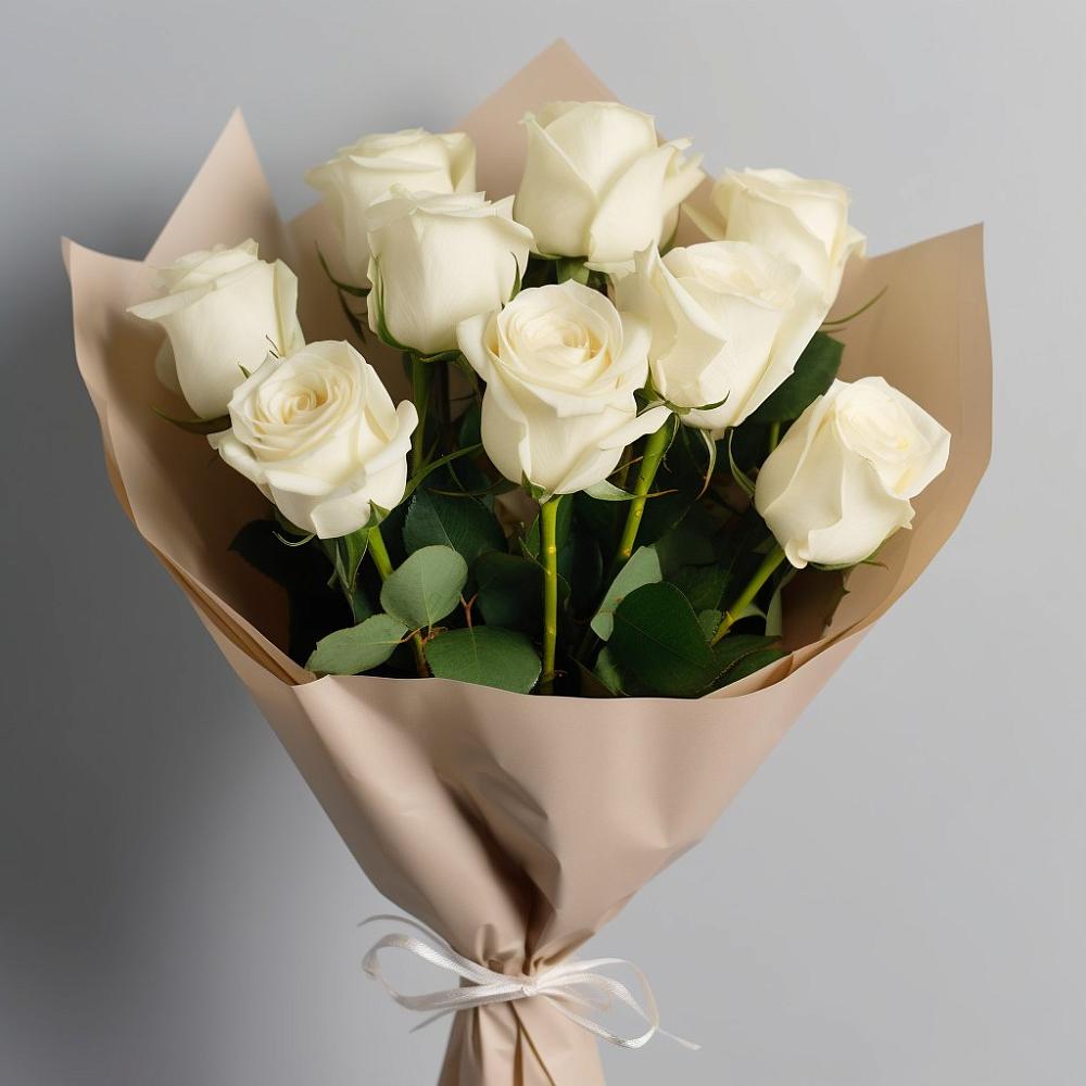 Букет 9 Белых роз Эдлесс Лав в Чехов-7
