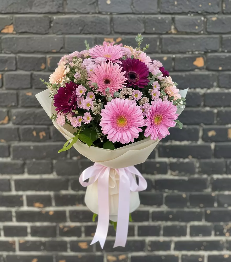 Букет цветов из: Герберы и Хризантемы в Чехов-7
