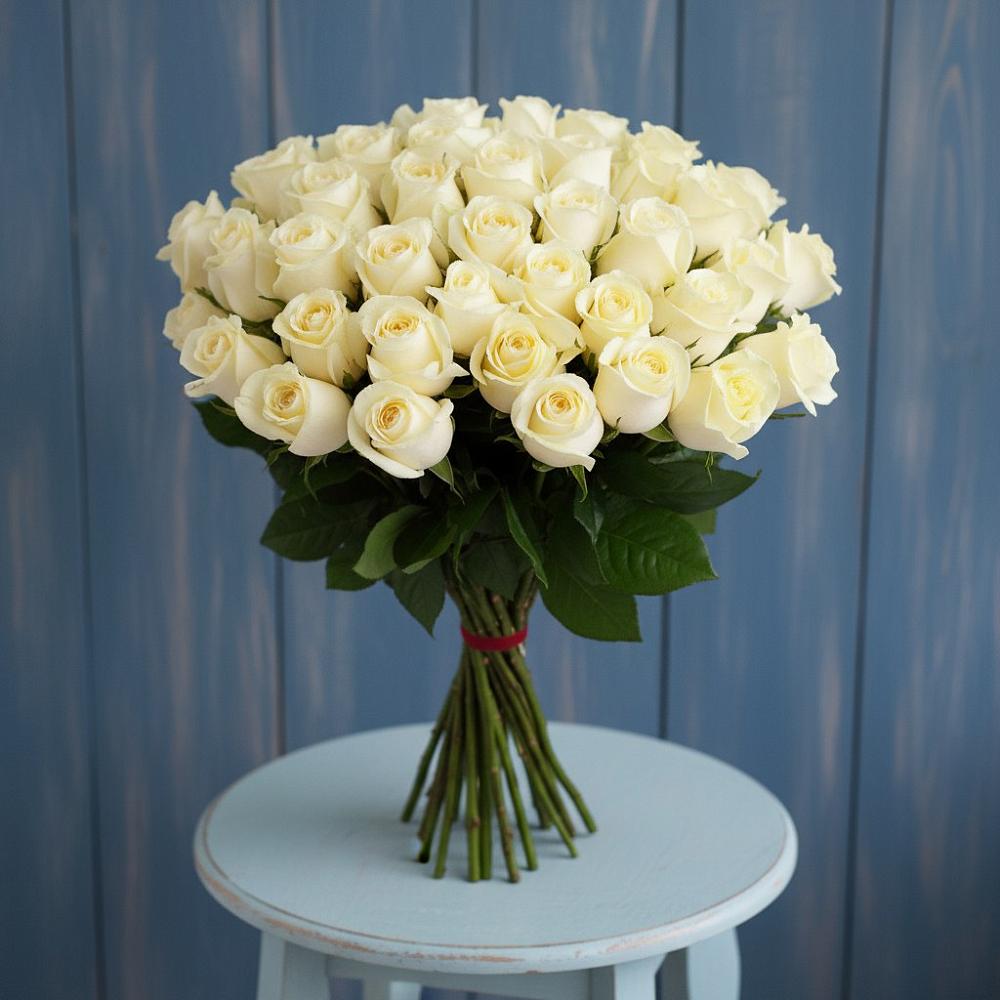 Букет 51 Белая роза Эдлесс Лав в Чехов-7