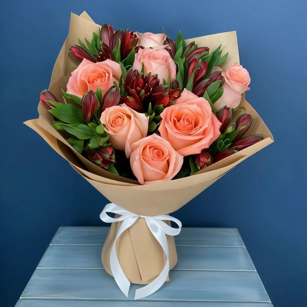 Букет цветов из: Розы и Альстромерии в Чехов-7