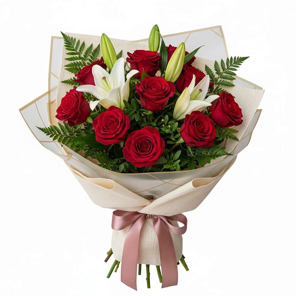 Букет цветов из: Лилии и Розы в Чехов-7