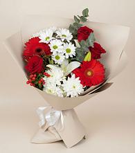Букет цветов из:  Розы, Хризантемы, Герберы и Лилии в Чехов-7