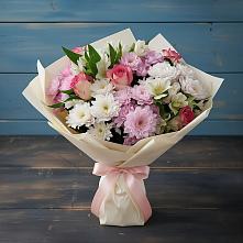 Букет цветов из:  Хризантемы, Альстромерии и Розы #REPLACE_PRED# Чехов-7