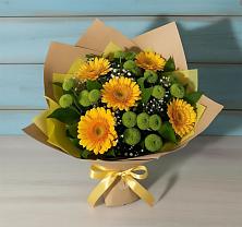 Букет цветов из:  Герберы и Хризантемы в Чехов-7
