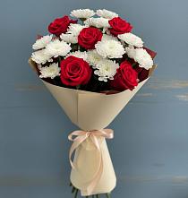 Букет цветов из:  Розы и Хризантемы в Чехов-7