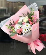 Букет цветов из:  Розы, Лизиантусы и Хризантемы в Чехов-7