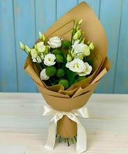 Букет цветов из:  Хризантемы и Лизиантусы #REPLACE_PRED# Чехов-7