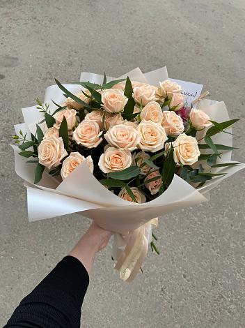 Букет Кремовые розы Латте в Чехов-7