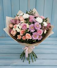 Букет цветов из:  Хризантемы, Розы и Альстромерии #REPLACE_PRED# Чехов-7