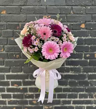 Букет цветов из:  Герберы и Хризантемы в Чехов-7