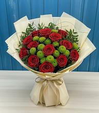 Букет цветов из:  Розы и Хризантемы в Чехов-7