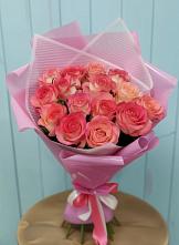 Букет 15 Розовых роз Равель в Чехов-7