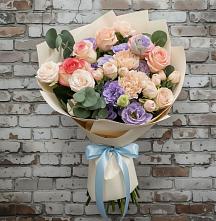 Букет цветов из:  Розы, Лизиантусы и Гвоздики в Чехов-7